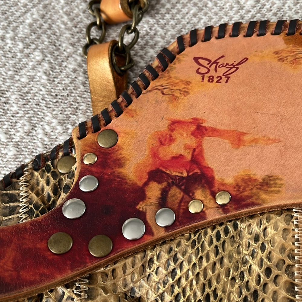 Sharif Vintage Handpainted Snakeskin Leather Handbag - Picture 6 of 8